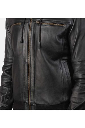 Bomber Black Leather Jacket