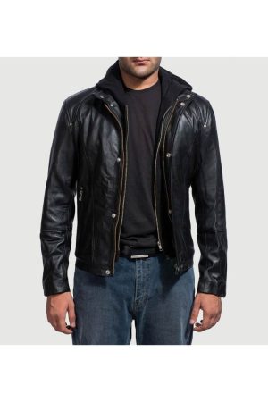 Men's+Highschool+Black+Hooded+Leather+Jacket+Open+Front-4-1718118379326