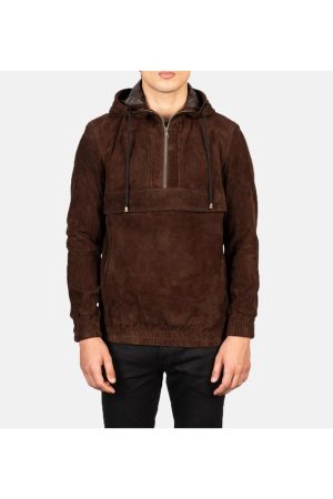 Men's+Kenton+Hooded+Mocha+Suede+Pullover+Jacket+Close+Front-5-1720535901479