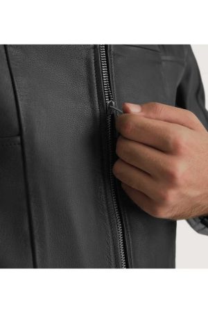 Leather Black Hooded Jacket