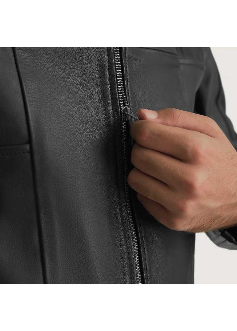 Leather Black Hooded Jacket 3 Men's+Spratt+Black+Hooded+Leather+Jacket+Close-Up-9-1700228955367