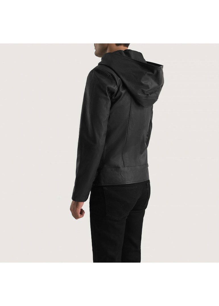 Leather Black Hooded Jacket 2 Men's+Spratt+Black+Hooded+Leather+Jacket+Tilted+Back-8-1700228947380