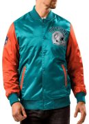 Miami Dolphins Locker Room Throwback Aqua Satin Jacket