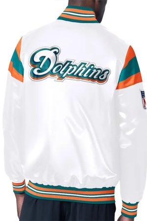 Miami Dolphins Midweight White Satin Jacket