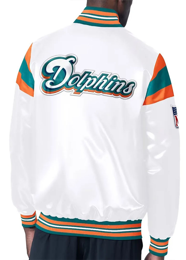 Miami Dolphins Midweight White Satin Jacket
