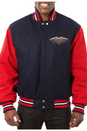 Navy and Red New Orleans Pelicans Varsity Jacket
