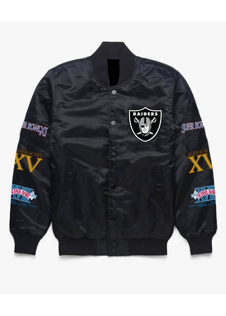 Las Vegas Raiders NFL Champions Black Satin Jacket 1 Nfl-Las-Vegas-Raiders-Black-Satin-Jacket