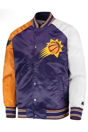 Phoenix Suns Reliever Purple and Orange and White Satin Jacket
