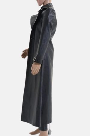 Albert Evil 5 Black Leather Trench Coat Mens