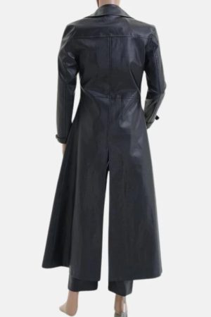Albert Evil 5 Black Leather Trench Coat Mens