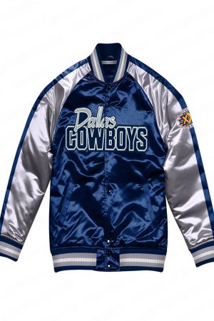 Silver Dallas Cowboys Varsity Satin Jacket