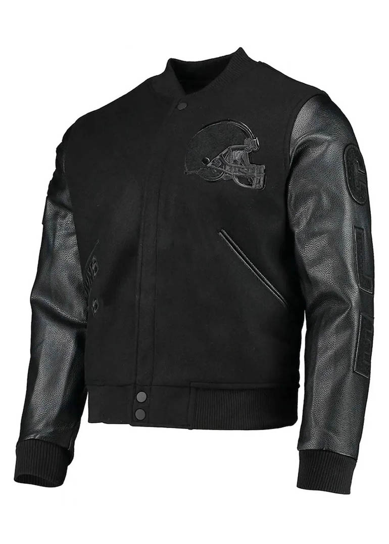 Cleveland Browns Varsity Black Jacket 1 Cleveland Browns Varsity Black Jacket