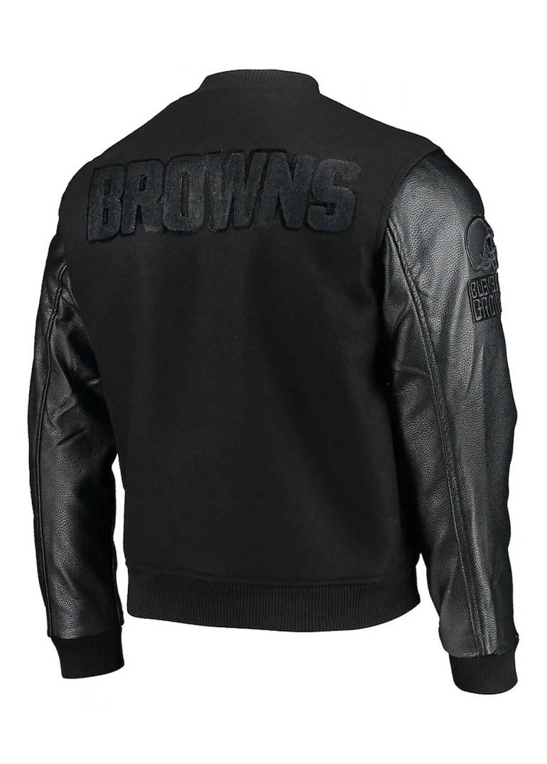 Cleveland Browns Varsity Black Jacket 2 Cleveland Browns Varsity Black Jacket