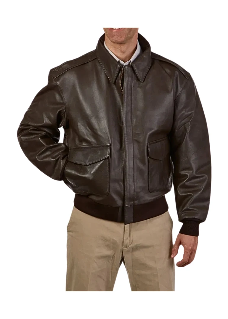A2 Aviator Cockpit Brown Bomber Leather Jacket Mens 1 a2-aviator-cockpit-brown-bomber-leather-jacket