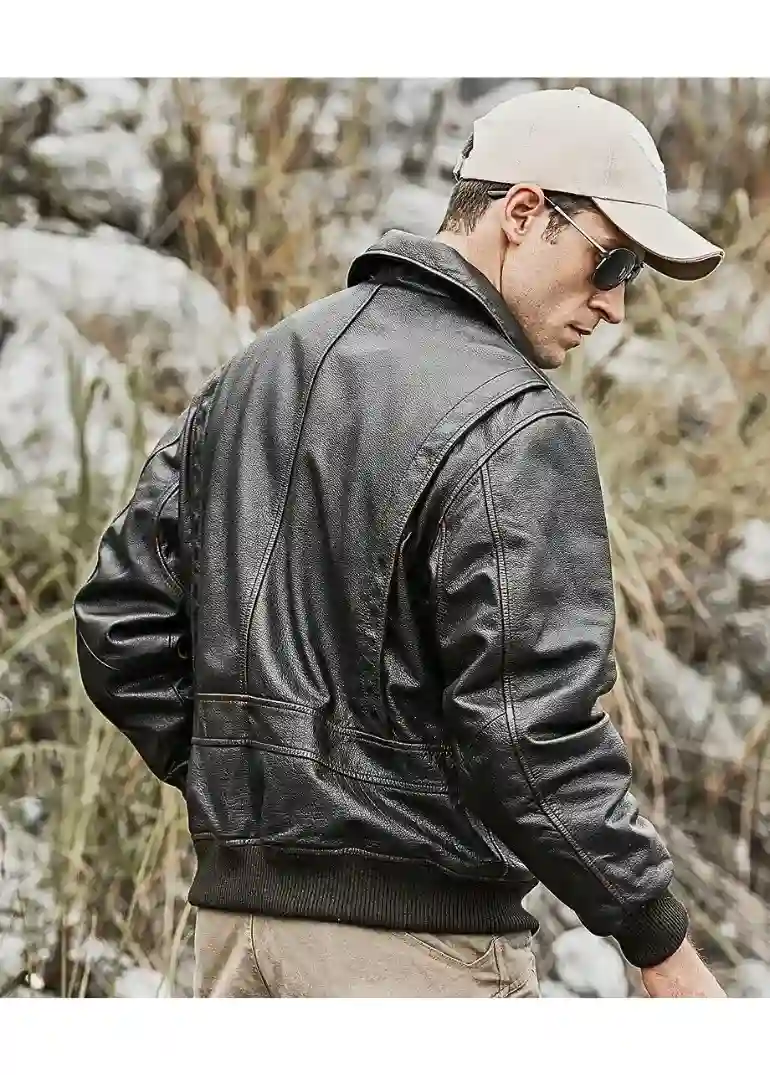 Aviator A2 Mens Black Leather Bomber Jacket 2 aviator-a2-mens-black-leather-bomber-jacket-mens