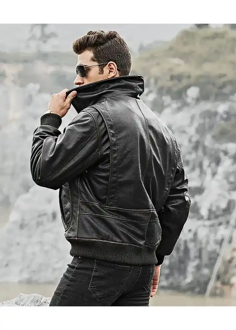 Aviator A2 Mens Black Leather Bomber Jacket 3 aviator-a2-mens-black-leather-bomber-jacket