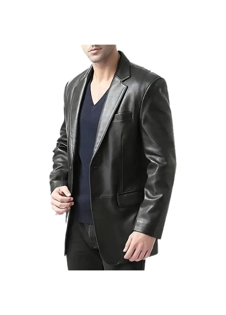 Black Mens Leather Blazer Jacket 4 black-blazer-jacket-leather-men
