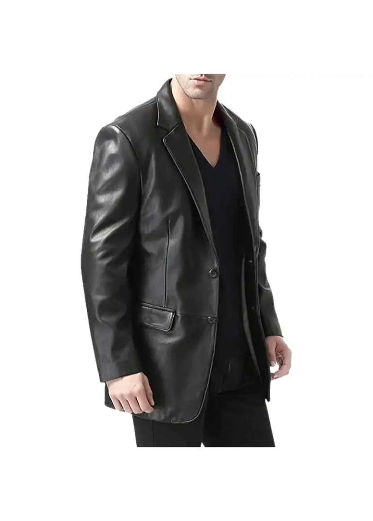 Black Mens Leather Blazer Jacket 3 black-blazer-jacket-mens