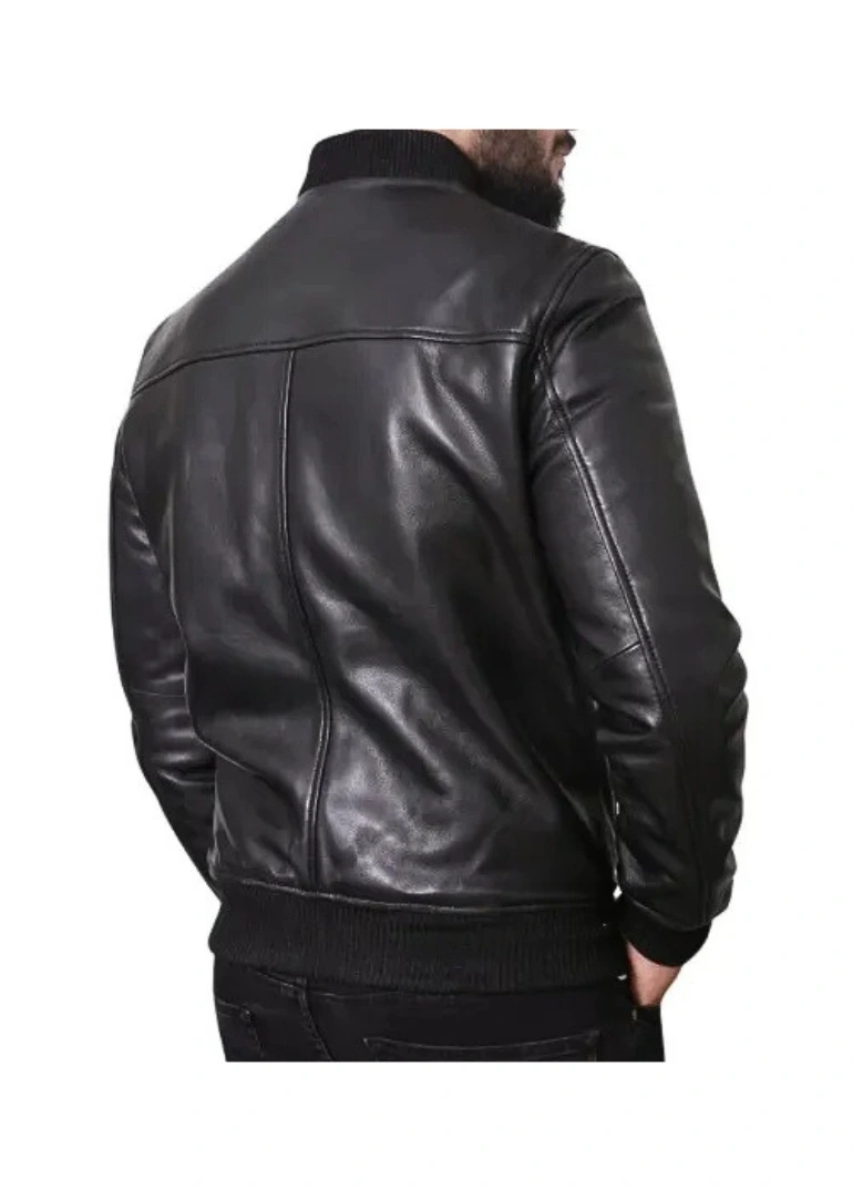 Black Bomber Leather Jacket Mens 2 black-bomber-jacket-mens