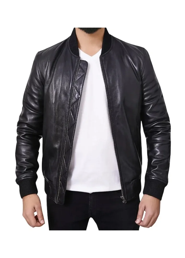 Black Bomber Leather Jacket Mens 1 black-bomber-leather-jacket-mens