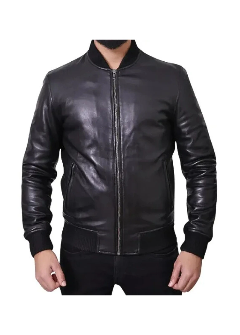 Black Bomber Leather Jacket Mens 3 black-bomber-leather-jacket
