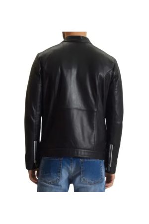 Black Leather Cafe Racer Biker Jacket Mens