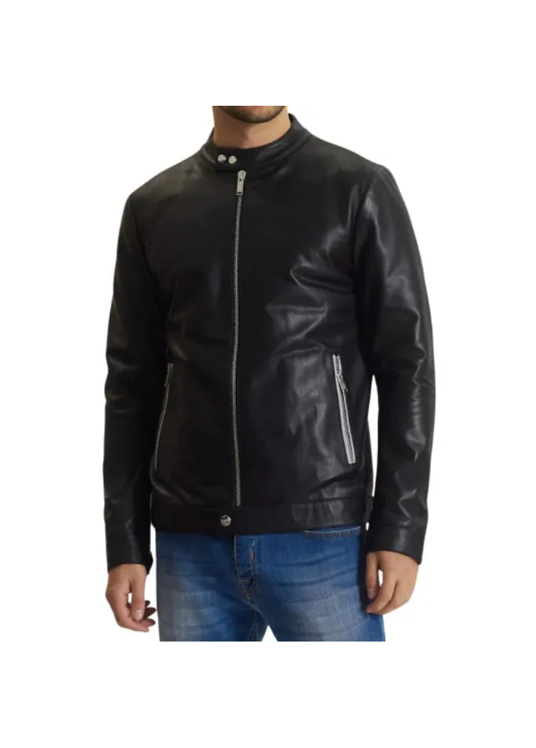 Black Leather Cafe Racer Biker Jacket Mens 1 black-leather-biker-jacket-mens