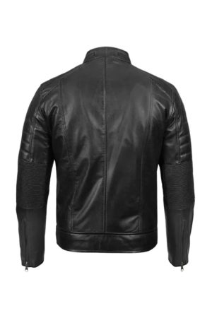 Men’s Black Leather Cafe Racer Biker Jacket