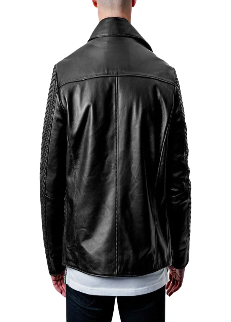 Black Snakeskin Textured Leather Jacket For Mens 2 black-snakeskin-leather-jacket-back