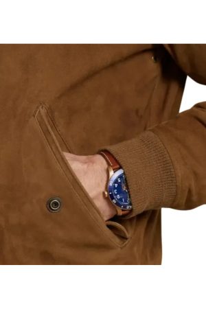 Bomber Brown Suede Jacket Mens