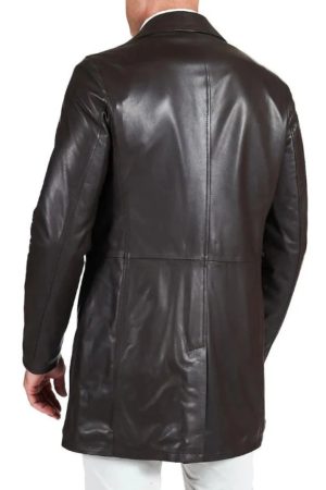 Distressed Brown Leather Rust Coat