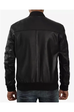 Black Bomber Leather Jacket Mens