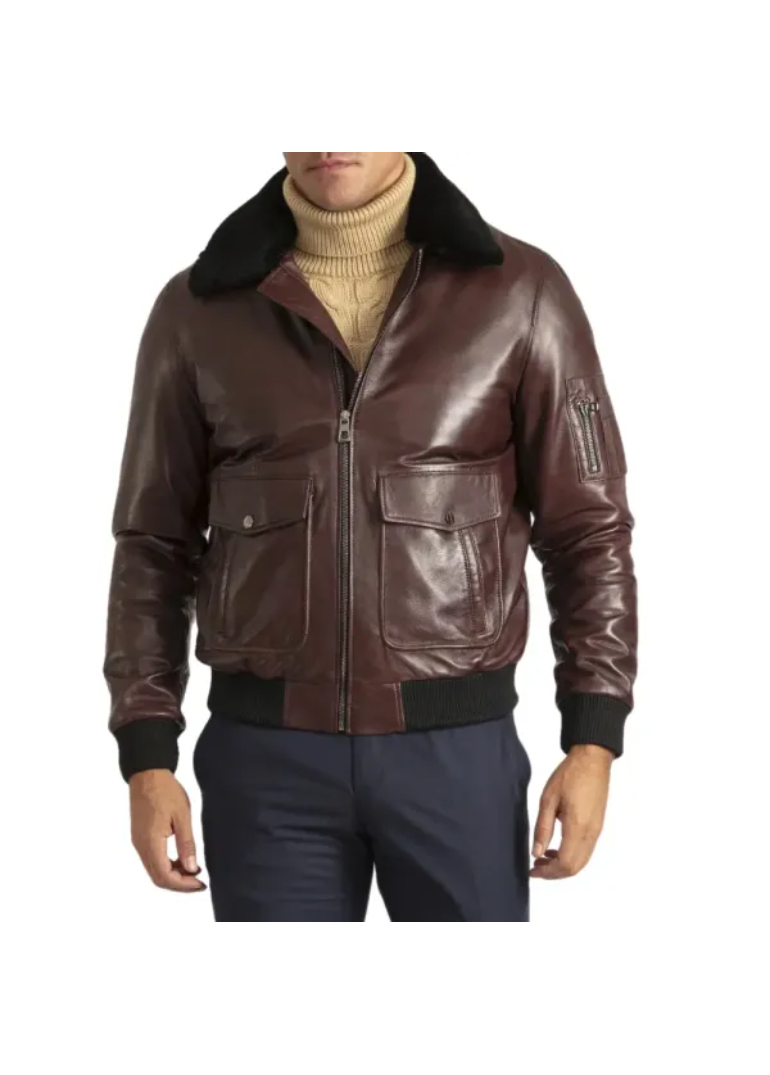 Leather Maroon Bomber Jacket Mens 1 men-aviator-maroon-bomber-leather-jacket-with-sherpa-collar