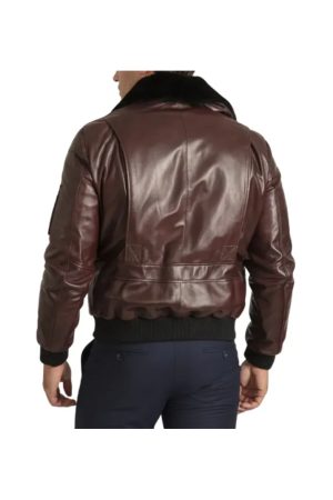 Leather Maroon Bomber Jacket Mens