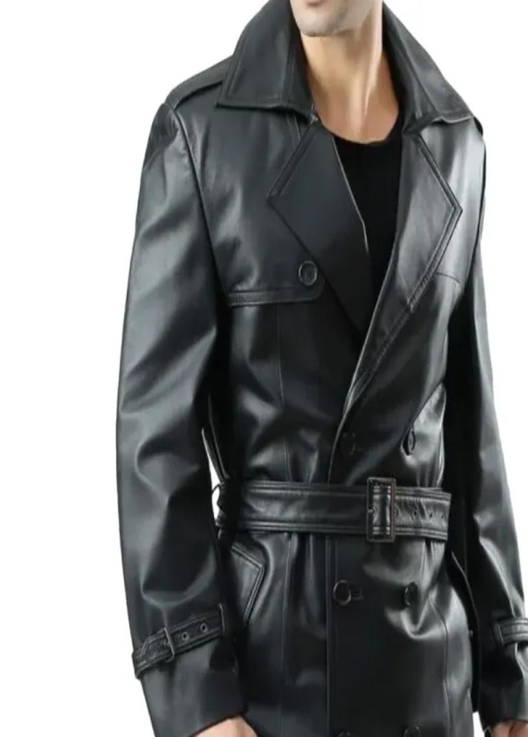 Black Double Breasted Trench Coat Mens 3 mens-belted-trench-coat
