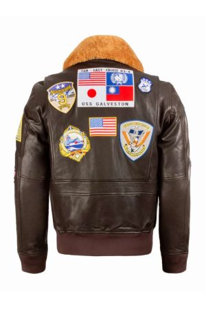 Top Gun Dark Brown Leather Aviator Jacket