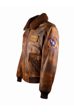 Top Hook Brown Leather Jacket
