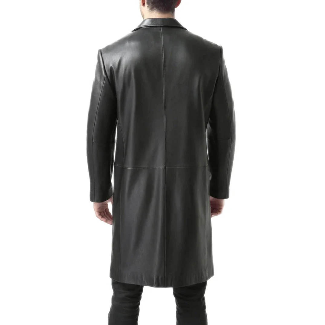 Men's Full Length Black Leather Trench Coat 2 trench-black-coat-mens
