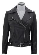 1UP Ruby Rose Biker Black Leather Jacket