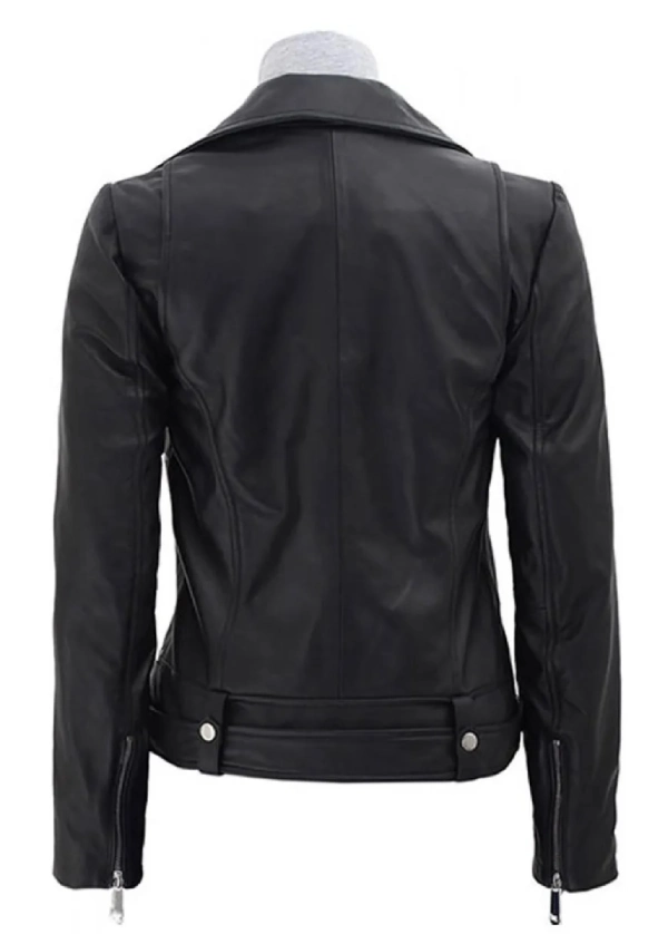 1UP Ruby Rose Biker Black Leather Jacket 3 1UP Ruby Rose Biker Black Leather Jacket - Image 3