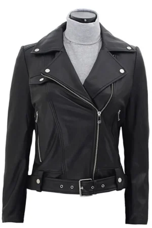 1UP Ruby Rose Biker Black Leather Jacket