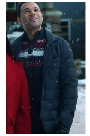 A Christmas Dance Reunion Corbin Bleu Black Puffer Jacket