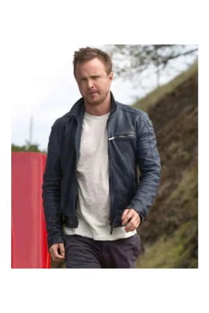 Aaron Paul Need For Speed Blue Leather Jacket