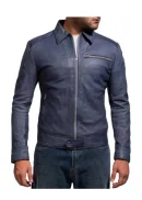 Aaron Paul Need For Speed Blue Leather Jacket