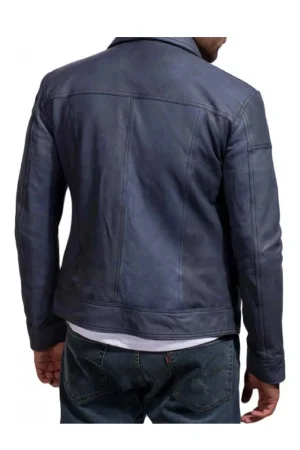 Aaron Paul Need For Speed Blue Leather Jacket