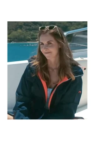 Alison Brie Spin Me Round Blue Cotton Jacket