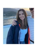 Alison Brie Spin Me Round Blue Cotton Jacket