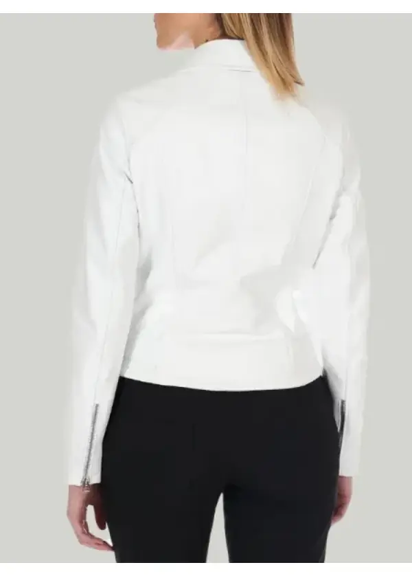 Asymmetrical White Leather Biker Jacket Womens 3 Asymmetrical White Leather Biker Jacket Womens - Image 3