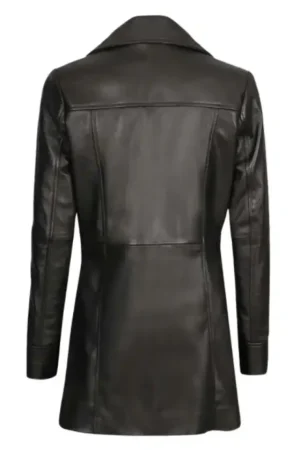 Black 3/4 Length Leather Coat Womens