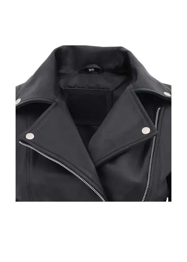 Black Biker Leather Quilted Jacket Womens 2 Black Biker Leather Quilted Jacket Womens - Image 2